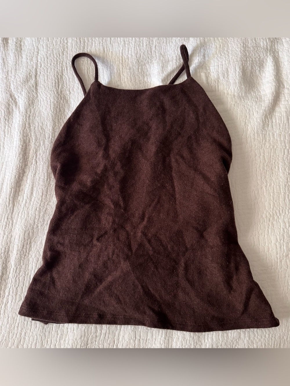 Reformation Vevina Knit Top Brown Open Back Tie Up - Picture 5 of 8